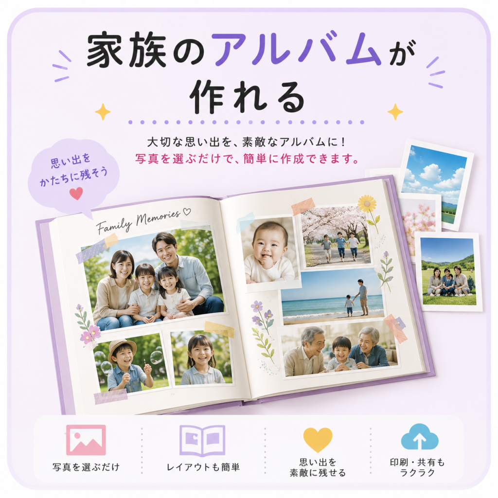 家族のアルバムが作れる